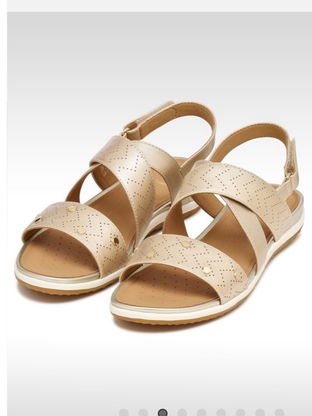 Geox Women's Metallic Beige Strappy Sandals
